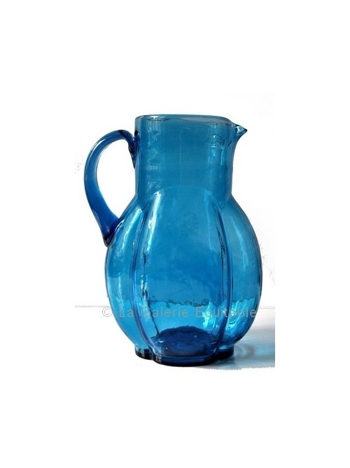 Pichet Carafe en verre turquoise - La Galerie Equitable