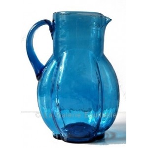 Pichet Carafe en verre turquoise - La Galerie Equitable