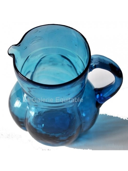 Pichet Carafe en verre turquoise - La Galerie Equitable