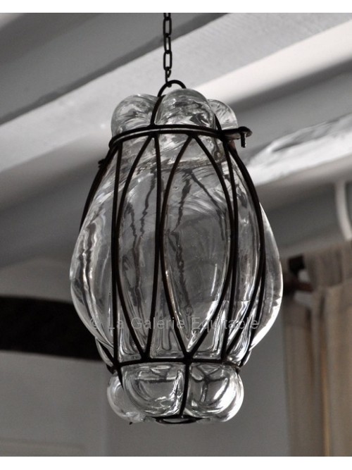 Lampe verre et fer forgé - La Galerie Equitable