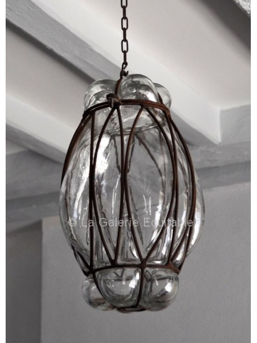 Suspension verre et fer forgé - La Galerie Equitable