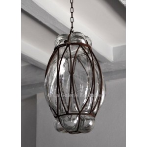 Suspension verre et fer forgé - La Galerie Equitable
