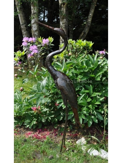 Grand heron en metal pour le jardin - La Galerie Equitable