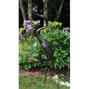 Grand heron en metal pour le jardin - La Galerie Equitable