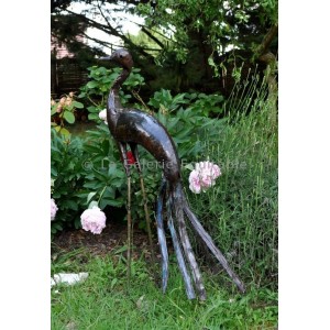 Oiseaux en metal recycle pour le jardin grue - La Galerie Equitable