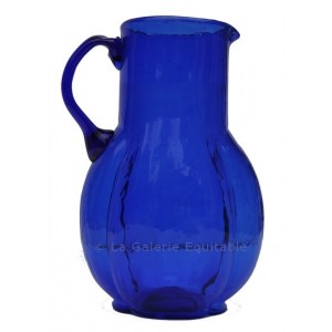 Pichet à eau bleu verre soufflé - La Galerie Equitable