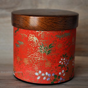 Boîte à thé décor rouge