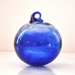 Boule de Noël verre bleu
