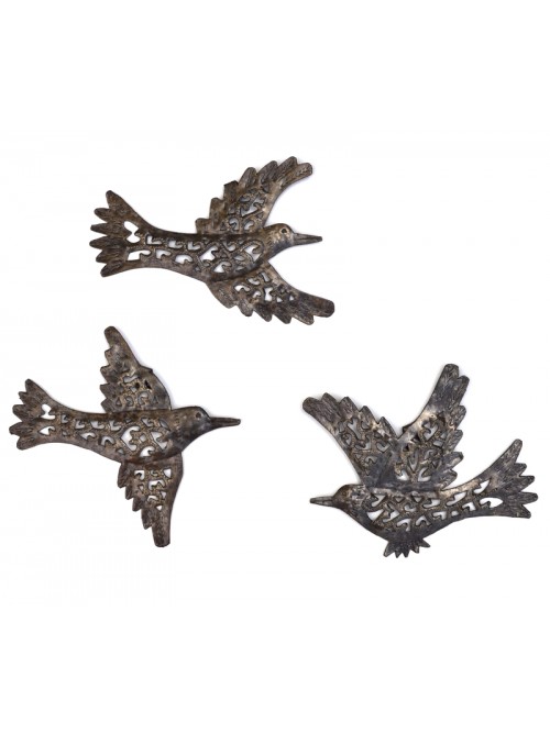 Les 3 oiseaux en métal martelé - La Galerie Equitable