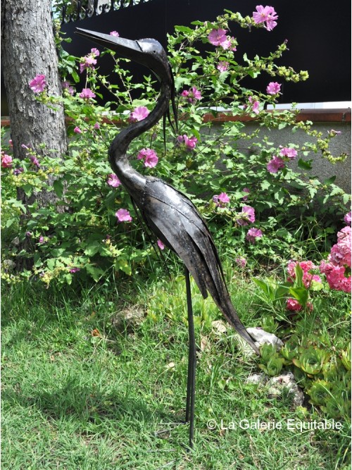 Oiseau héron en métal pour le jardin - La Galerie Equitable