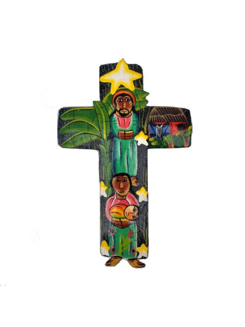 Croix en métal peint crèche Haïti