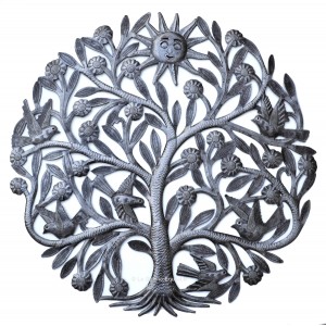 décor mural en métal arbre de vie au soleil
