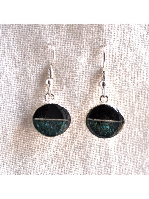 Boucles d'oreilles turquoise et noir La Galerie Equitable