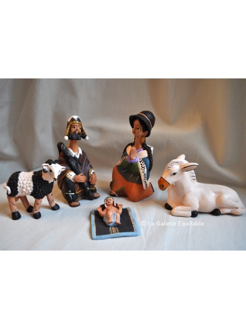 Crèche de Noël 5 sujets terre cuite