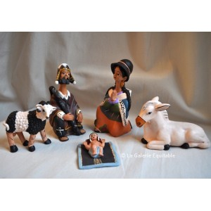 Crèche de Noël 5 sujets terre cuite
