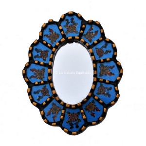 Miroir ovale bois et décor peint - La Galerie Equitable