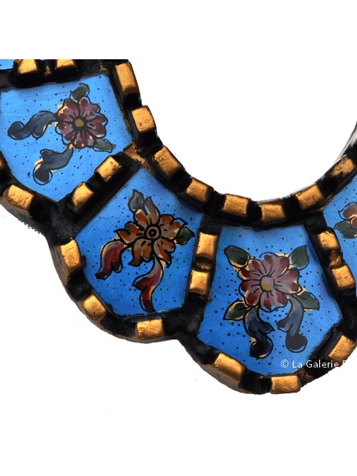 Miroir du Pérou avec décor peint bleu - La Galerie Equitable