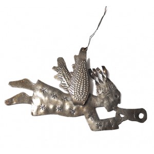 Petite décoration à suspendre ange à la trompette en métal - Commerce équitable