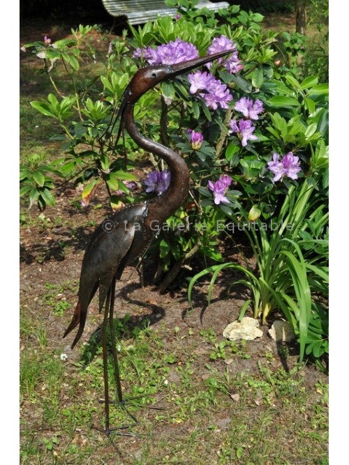 Héron en métal recyclé - La Galerie Equitable