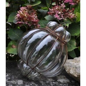 Lampe lanterne verre soufflé et fer forgé - La Galerie Equitable