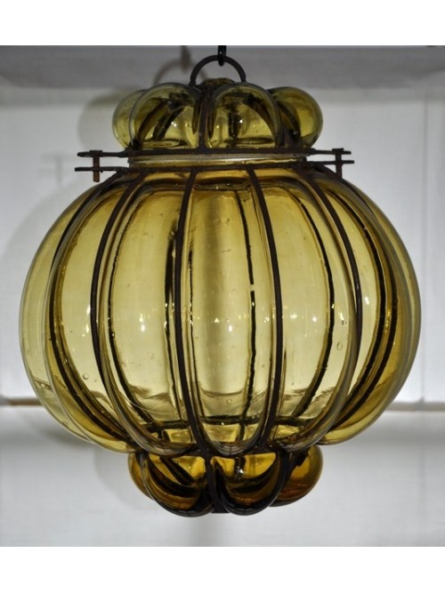 Lampe verre souffle jaune - La Galerie Equitable