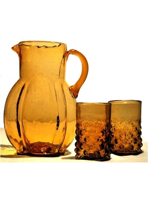 Carafe à eau ambre et verres - La Galerie Equitable