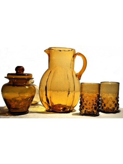 Carafe à eau ambre verres et pot - La Galerie Equitable
