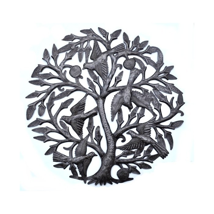 Arbre de vie les oiseaux, métal martelé à la main La Galerie Equitable Arbre de vie les oiseaux, métal martelé à la main La Galerie Equitable